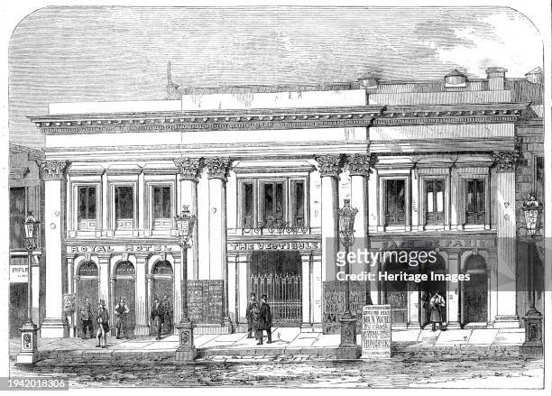 The Café de Paris, Melbourne, [Australia], 1861. Engraving which '...conveys some idea of the architectural eminence to which the capital of Victoria...