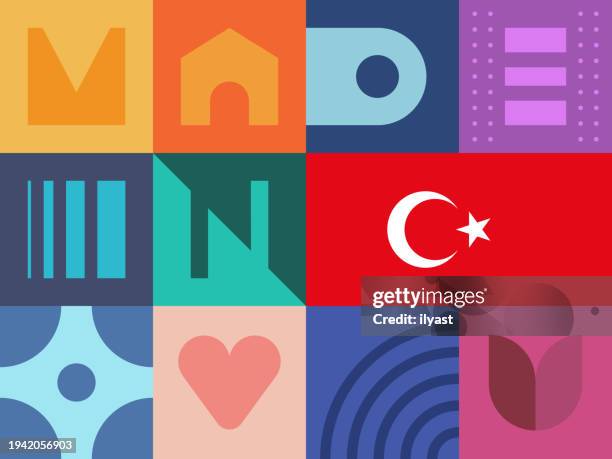 made in turkiye seamless pattern - turkish stock illustrations