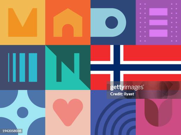made in norway seamless pattern - quality craftsmanship stock illustrations