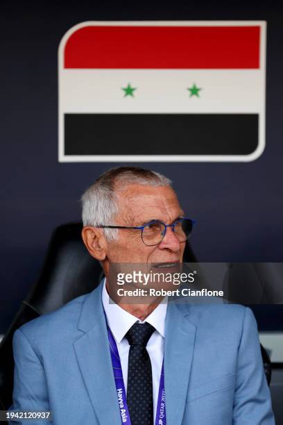 Hector Cuper, Head Coach of Syria looks on prior to the AFC Asian Cup Group B match between Syria and Australia at Jassim Bin Hamad Stadium on...