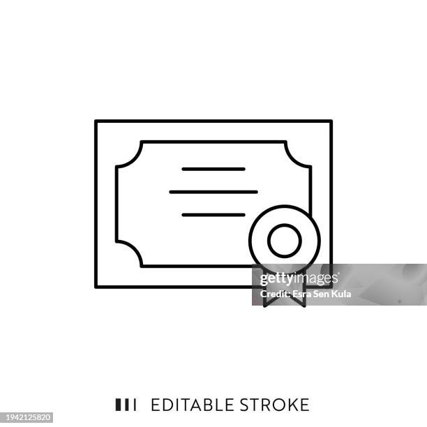 diploma line icon design with editable stroke. suitable for infographics, web pages, mobile apps, ui, ux, and gui design. - certificate-icon stock illustrations