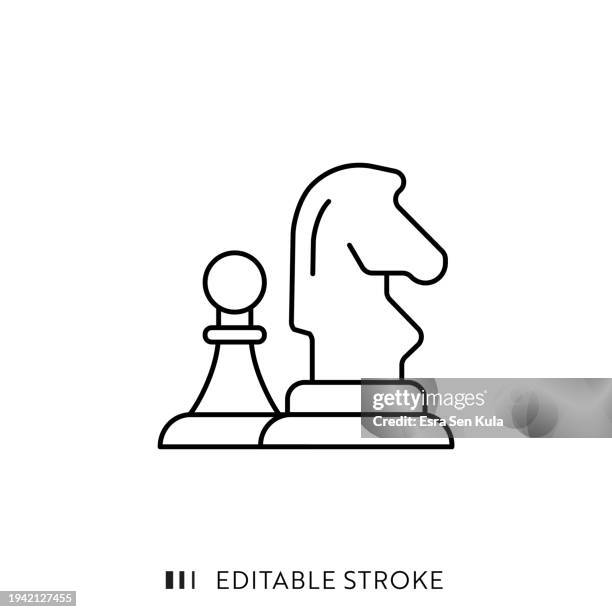 chess line icon design with editable stroke. suitable for infographics, web pages, mobile apps, ui, ux, and gui design. - checkmate stock illustrations