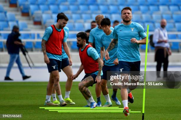 Ciro Immobile of SS Lazio during the SS Lazio training session at Prince Faisal Bin Fahad on January 18, 2024 in Riyadh, Saudi Arabia.