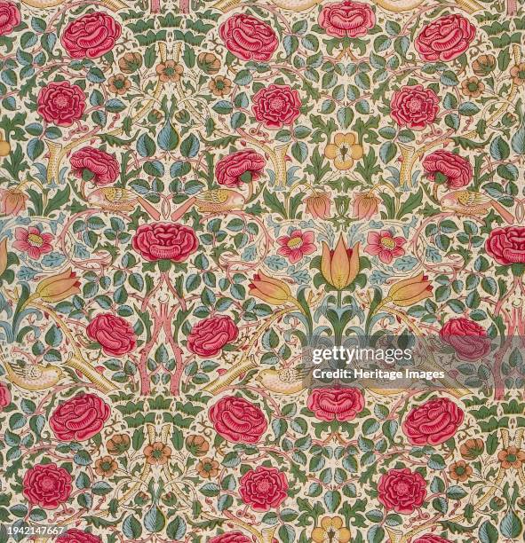 Textile, 'Rose', Designed 1883. Creator: William Morris.