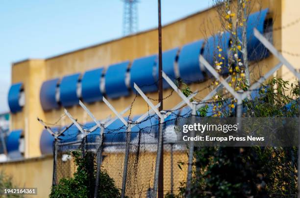 Facade of the Aluche Alien Detention Center , on 18 January, 2024 in Madrid, Spain. The Ministry of the Interior has arranged for the transfer under...