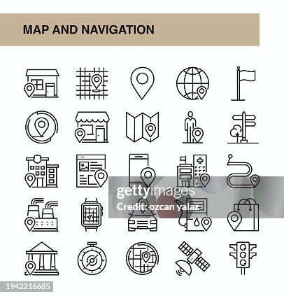 Map And Navigation thin line vector icon set. The design is editable and the color can be changed. Vector set of creativity icons: Navigation , Map , Gps , Location , Address Map And Navigation thin line vector icon set. The design is editable and the color can be changed. Vector set of creativity icons: Navigation , Map , Gps , Location , Address