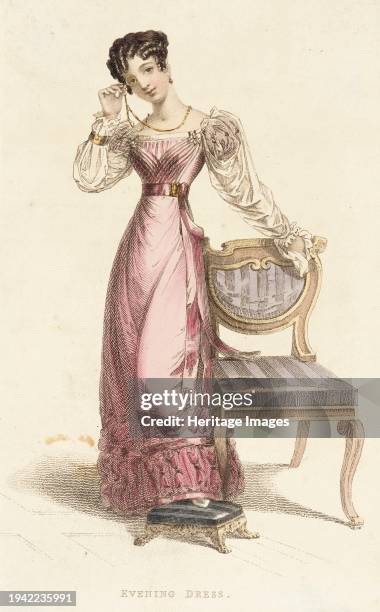 Fashion Plate, Evening Dress, 1825. Creator: Rudolph Ackermann.