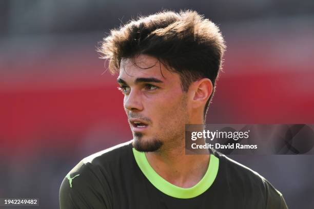 Miguel Gutierrez of Girona FC looks on during the LaLiga EA Sports match between UD Almeria and Girona FC at the Power Horse Stadium on January 14,...