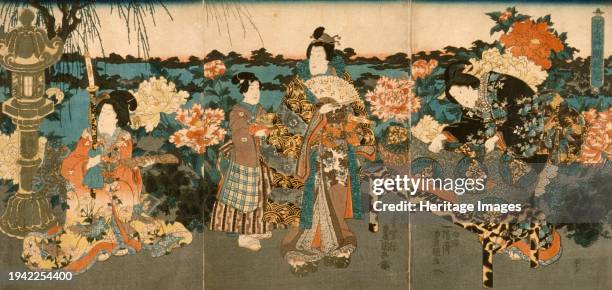 Courtesans in a Peony Garden, mid-19th century. Creator: Unknown.