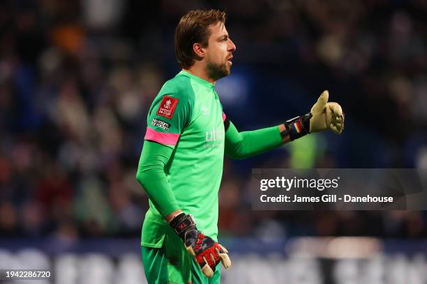 Tim Krul of Luton Town during the Emirates FA Cup Third Round Replay match between Bolton Wanderers and Luton Town at Toughsheet Community Stadium on...
