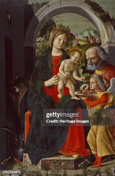 The Holy Family with an Angel, circa 1485. The subject of this painting is the celebration of Christ's birth even though the infant Christ, who...