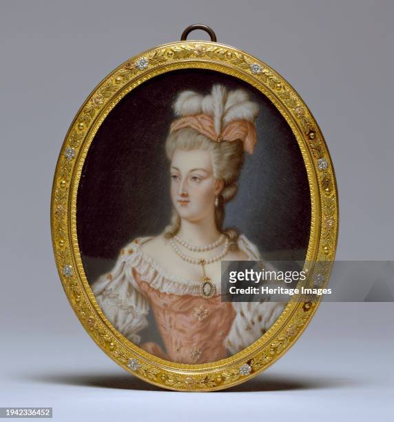 Queen Marie-Antoinette, 1778. This portrait miniature may be copied from a portrait by Anne Vallayer-Coster, who was one of the queen's favourite...