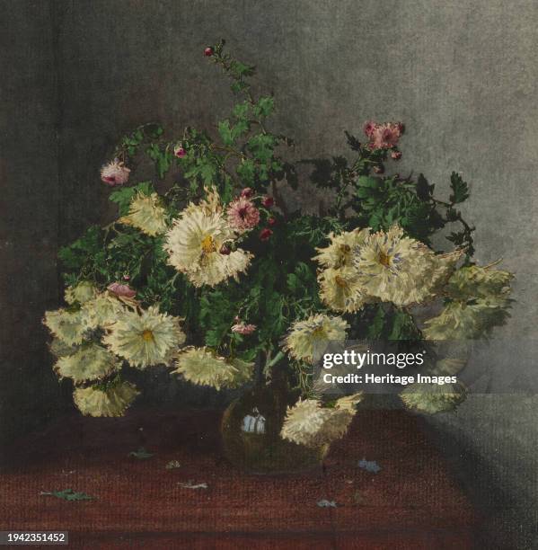 Bouquet of White Chrysanthemums and Michaelmas Daisies, 1862. Creator: Leon Bonvin.