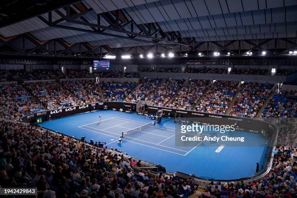 General view of Margaret Court Arena during their round two singles match between Max Purcell of Australia and Casper Ruud of Norway during the 2024...