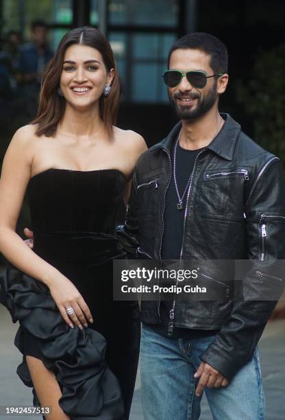 Kriti Sanon and Shahid Kapoor attend the trailer launch of movie 'Teri Baaton Mein Aisa Uljha Jiya' on January 15, 2024 in Mumbai, India