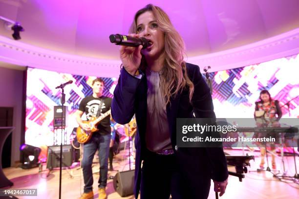 Ivica Kostelic performes live on stage with Elisabeth Lizz Görgl during the Kitz Legend Night 2024 at Grand Tirolia Kitzbühel on January 17, 2024 in...