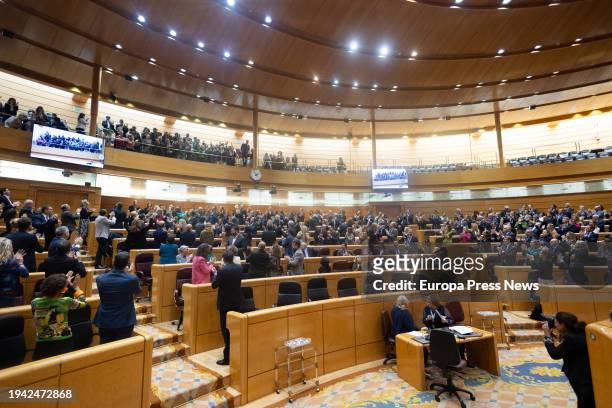 Several deputies applaud representatives of groups of people with disabilities who attend the plenary session of an extraordinary session of...