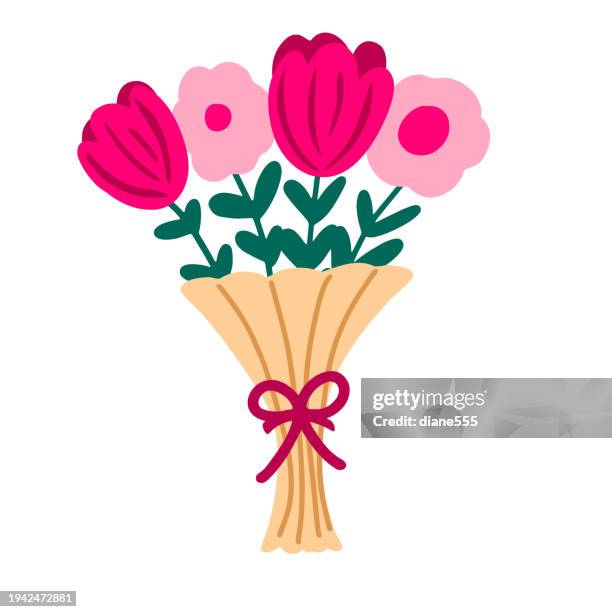 valentine's day icon on a transparent background - bouquet stock illustrations