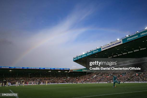 General view of Elland Road as a faint ranbow appears during the Sky Bet Championship match between Leeds United and Preston North End at Elland Road...