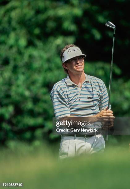 Lee Janzen from the United States plays an iron shot off the fairway during the 94th US Open golf tournament on 17th June 1994 at the Oakmont Country...