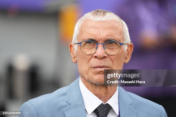 Hector Cuper, coach of Syria looks on during the AFC Asian Cup Group B match between Syria and Australia at Jassim Bin Hamad Stadium on January 18,...