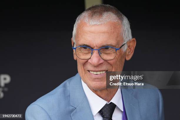 Syria head coach Hector Cuper looks on prior to the AFC Asian Cup Group B match between Syria and Australia at Jassim Bin Hamad Stadium on January...