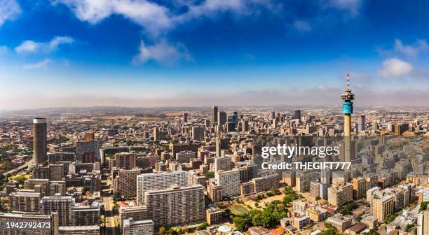 johannesburg city panorama - communication tower africa stock pictures, royalty-free photos & images