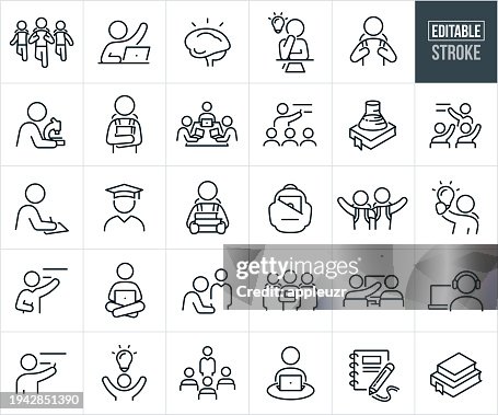 Bildung Dünne Liniensymbole - Bearbeitbarer Strich Bildung Dünne Liniensymbole - Bearbeitbarer Strich