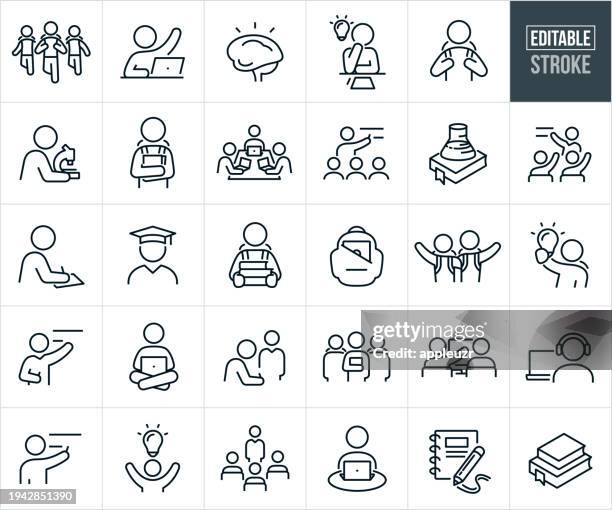 education thin line icons - editable stroke - teacher stock illustrations