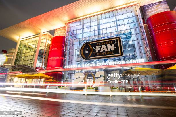 College Football Playoff National Championship decor seen around downtown Houston in preparation for the 2024 CFP National Championship game at NRG...