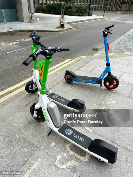 Scooters parked together, , Bankside, London, England.