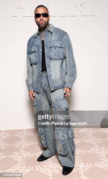 Nicky Jam attends the Amiri Menswear Fall/Winter 2024-2025 show as part of Paris Fashion Week on January 18, 2024 in Paris, France.