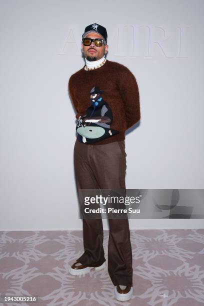 Chris Brown attends the Amiri Menswear Fall/Winter 2024-2025 show as part of Paris Fashion Week on January 18, 2024 in Paris, France.