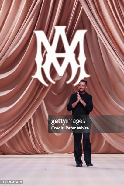 Mike Amiri walks the runway during the Amiri Menswear Fall/Winter 2024-2025 show as part of Paris Fashion Week on January 18, 2024 in Paris, France.