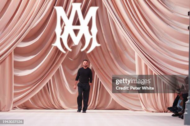 Mike Amiri walks the runway during the Amiri Menswear Fall/Winter 2024-2025 show as part of Paris Fashion Week on January 18, 2024 in Paris, France.