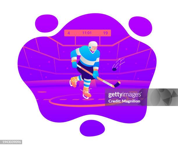 puck mastery, vector illustration of intense hockey action - ice skating vector stock illustrations