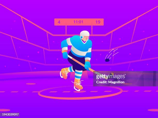 puck mastery, vector illustration of intense hockey action - ice skating vector stock illustrations