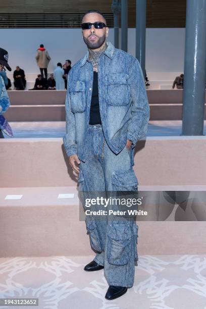 Nicky Jam attends the Amiri Menswear Fall/Winter 2024-2025 show as part of Paris Fashion Week on January 18, 2024 in Paris, France.