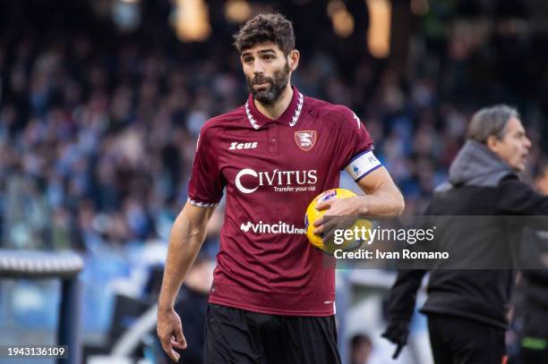 Federico Fazio of US Salernitana during the Serie A TIM match between SSC Napoli and US Salernitana - Serie A TIM at Stadio Diego Armando Maradona on...