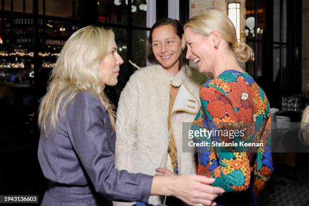 Cayli Cavaco Reck, Marlien Rentmeester and Jessica Van Der Steen attend MACRENE Actives Dinner Hosted by Marissa Hermer and Allison Wise at The...