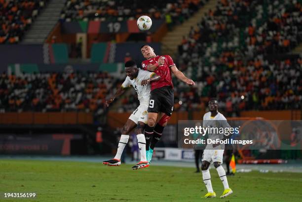 Ahmed Hassan Mohamed Abdelmonem Mohamed Mahgoub of Egypt and Salis Abdul Samed of Ghana during the TotalEnergies CAF Africa Cup of Nations group...