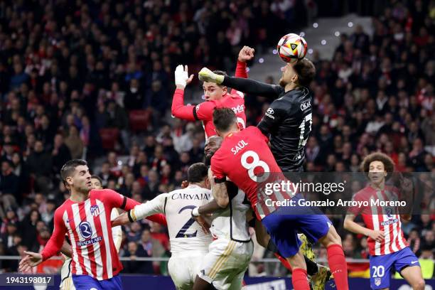 Jan Oblak of Atletico Madrid scores an own goal to make it the first goal for Real Madrid during the Copa del Rey Round of 16 match between Atletico...