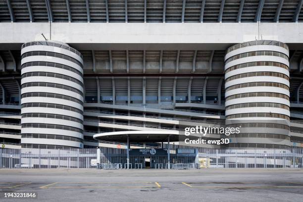 holidays in italy - entrance gate to the san siro stadium or the stadio giuseppe meazza in milan - entrance gate stock pictures, royalty-free photos & images