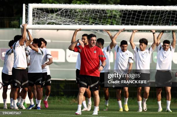 Egypt's Portuguese head coach Rui Vitoria attends a training session at Jardin Botanique stadium in Bingerville, Abidjan on January 21, 2024 on the...