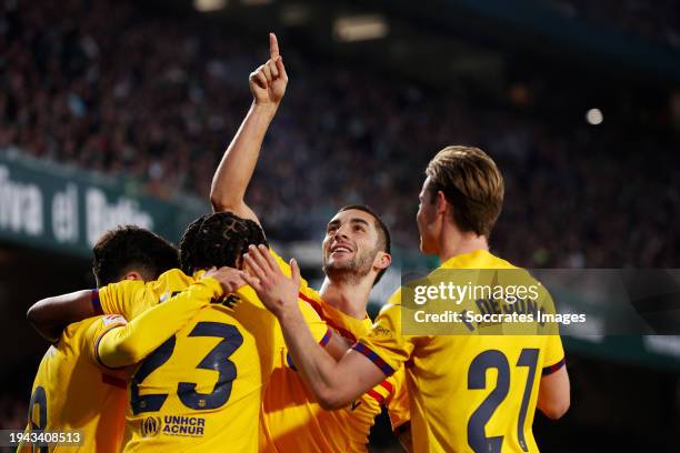 Ferran Torres of FC Barcelona celebrates 0-1 with Pedri Gonzalez of FC Barcelona, Jules Kounde of FC Barcelona, Lamine Yamal of FC Barcelona, Frenkie...