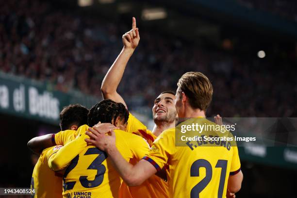 Ferran Torres of FC Barcelona celebrates 0-1 with Pedri Gonzalez of FC Barcelona, Jules Kounde of FC Barcelona, Lamine Yamal of FC Barcelona, Frenkie...