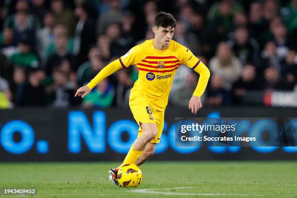 Pedri Gonzalez of FC Barcelona during the LaLiga EA Sports match between Real Betis Sevilla v FC Barcelona at the Benito Villamarin Stadium on...