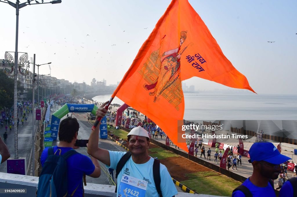 Participants run during the TATA Mumbai Marathon 2025, on January 21