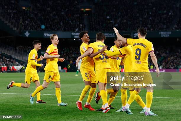 Ferran Torres of FC Barcelona celebrates 0-2 with Pedri Gonzalez of FC Barcelona, Frenkie de Jong of FC Barcelona, Lamine Yamal of FC Barcelona, Pau...