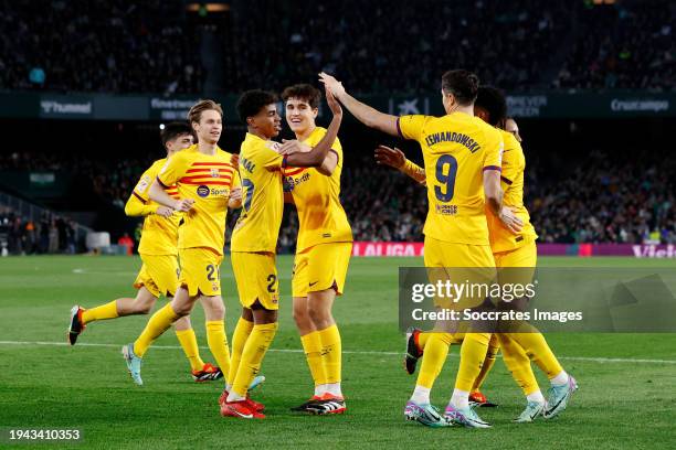 Ferran Torres of FC Barcelona celebrates 0-2 with Pedri Gonzalez of FC Barcelona, Frenkie de Jong of FC Barcelona, Lamine Yamal of FC Barcelona, Pau...